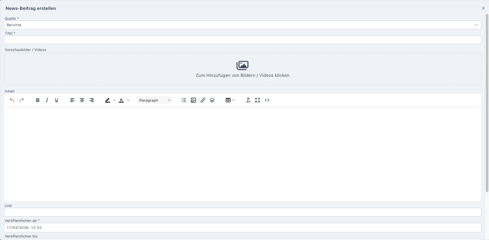 Erstellen eines neuen Newsbeitrags