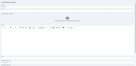 Erstellen eines neuen Newsbeitrags