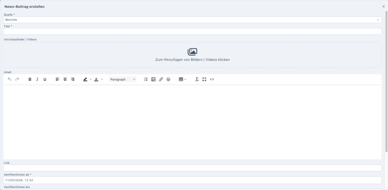 Erstellen eines neuen Newsbeitrags