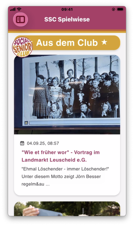 Übersicht des Newsbereichs in der SSC-App