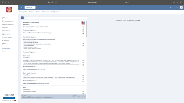 Zugriff auf die Gruppenverwaltung im CMS