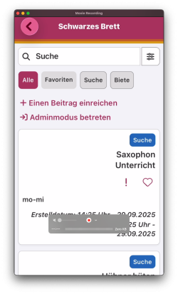 Button zum Betreten des Admin-Modus unterhalb von „Beitrag einreichen“