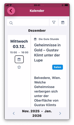 Detailansicht eines Veranstaltungseintrags im Kalender
