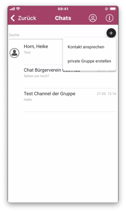 Beispielansicht des Beitritts zu einem Chat-Kanal