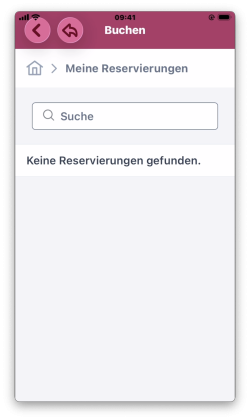 Beispielansicht der eigenen Reservierungen im Modul „Buchen“