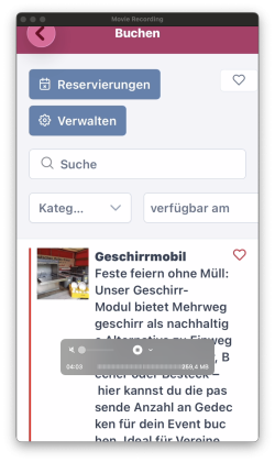 Beispielansicht des Moduls „Buchen“ mit Ressourcenübersicht