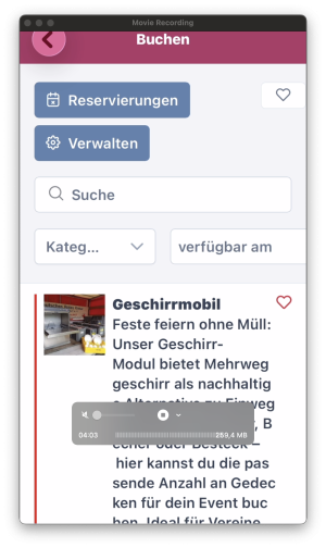 Beispielansicht von Ressourcen in der App