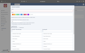 Menüoptionen eines Kalenders im CMS