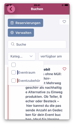 Such- und Filterfunktionen im Modul „Buchen“
