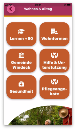 Übersicht der Kachelansicht im Modul „Wohnen & Alltag“